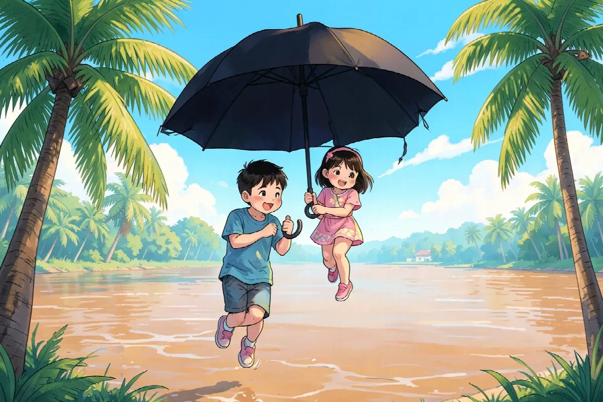 Cây dù bảy miếng vá và phiên chợ trên mây