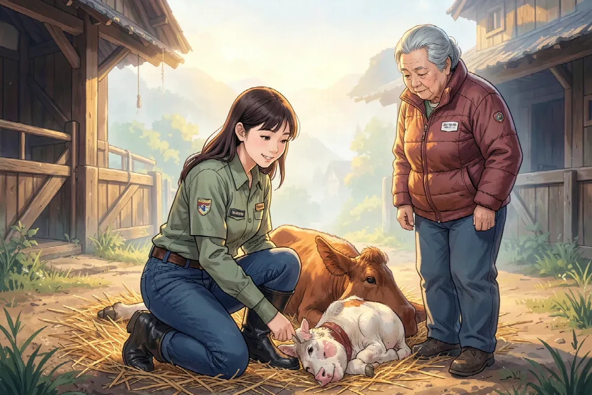Con gái ông thiến lợn ở trại bò cao nguyên