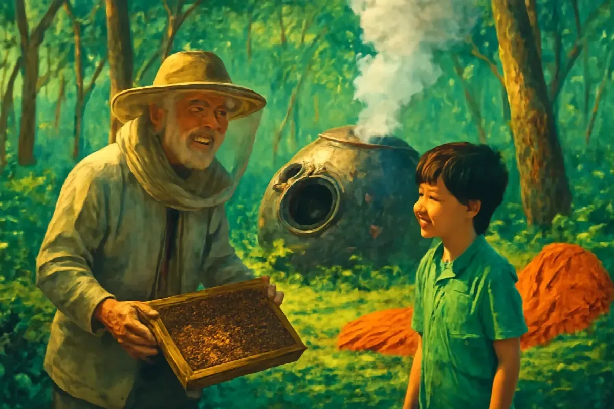 Khói trắng giữa rừng tràm Hạ Mây