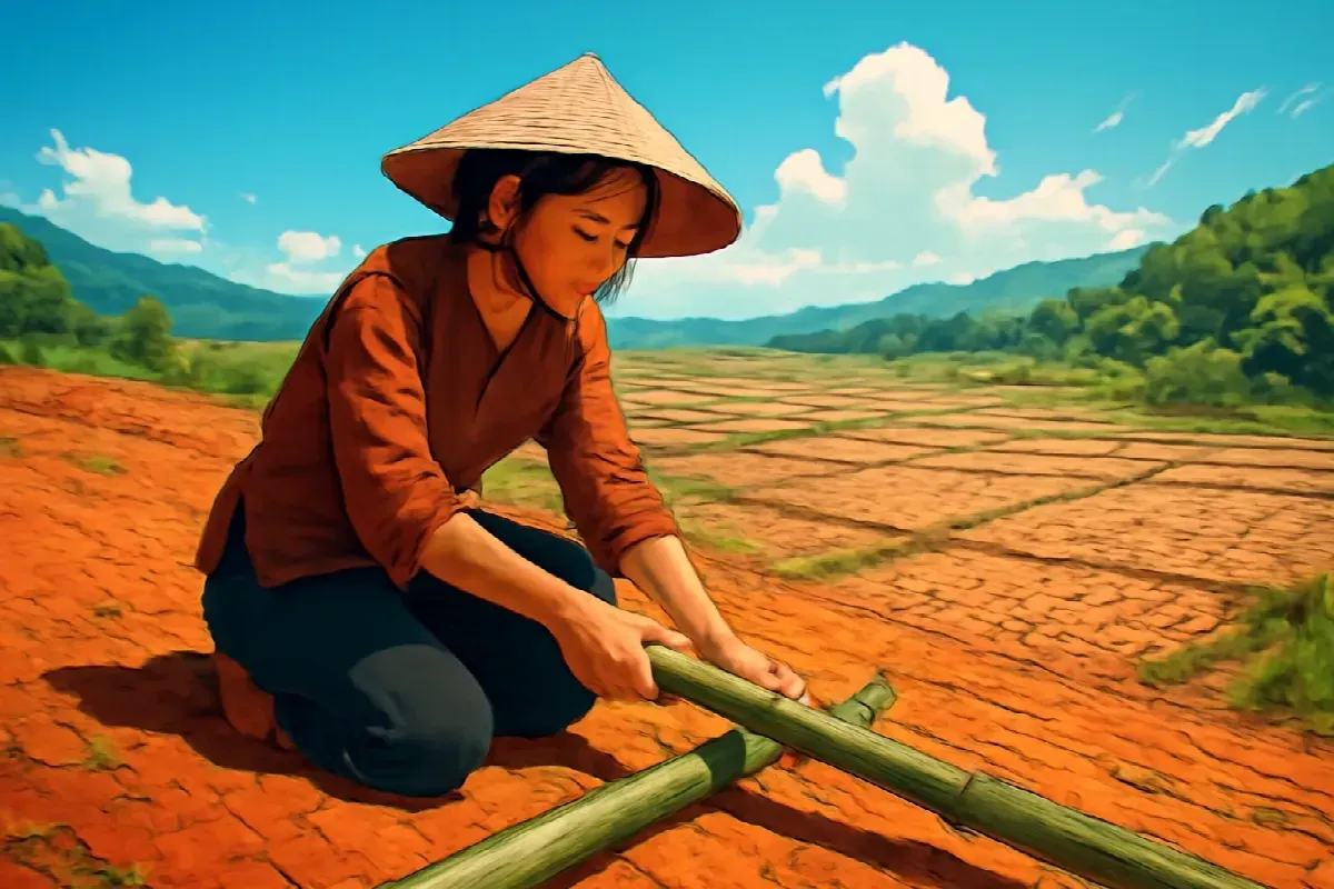 Ống tre leo gò ở làng Gò Sỏi