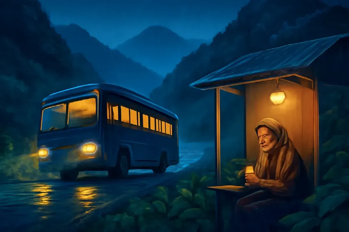 Quán trà có ngọn đèn vàng trên đèo Bảo Lộc